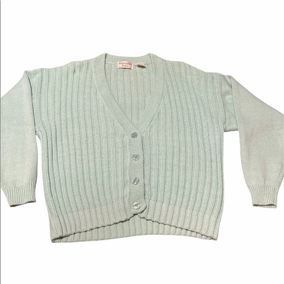Huntington Ridge Vintage Button Up Sweater Color Pastel Green Size L - Picture 1 of 4